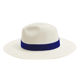 Billy White Hat With Dark Blue Trim