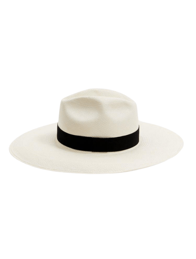 Brett White Hat With Black Trim | Moeva | Hat | Each week unveils new pieces—luxury swimwear, fluid resort silhouettes, and elevated summer-to-evening essentials designed to carry you from coastal escapes to city nights.