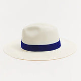 Billy White Hat With Dark Blue Trim