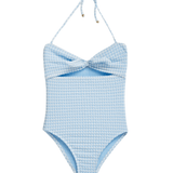 Blossom Gingham Baby Blue Kids Swimsuit