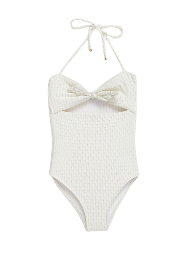 Blossom Seersucker White Swimsuit | Moeva | Swimsuit | Each week unveils new pieces—luxury swimwear, fluid resort silhouettes, and elevated summer-to-evening essentials designed to carry you from coastal escapes to city nights.
