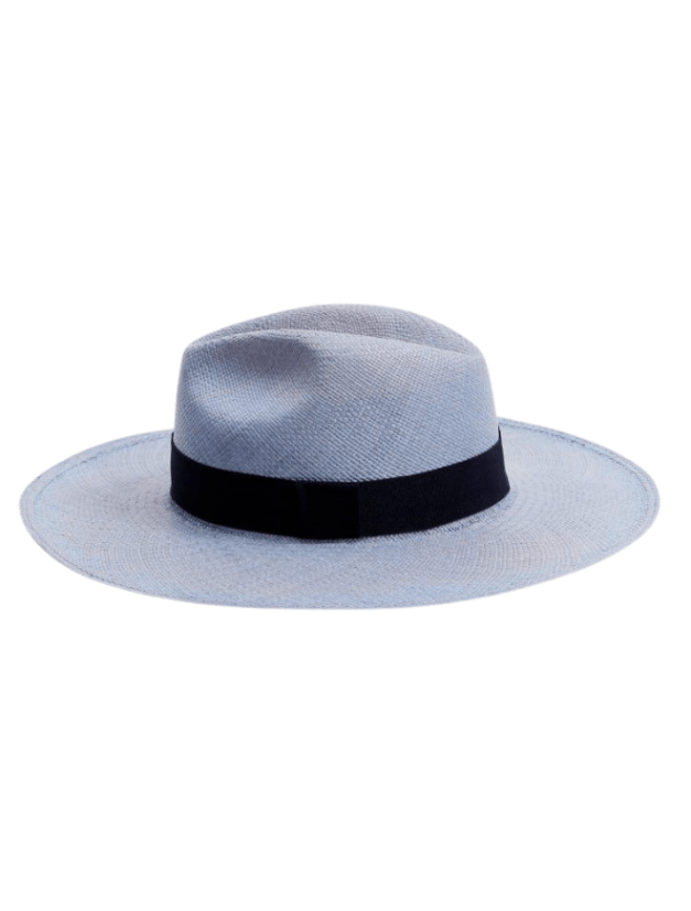 Ezra Blue Straw Panama Hat with Black Band | Moeva | Hat | Each week unveils new pieces—luxury swimwear, fluid resort silhouettes, and elevated summer-to-evening essentials designed to carry you from coastal escapes to city nights.