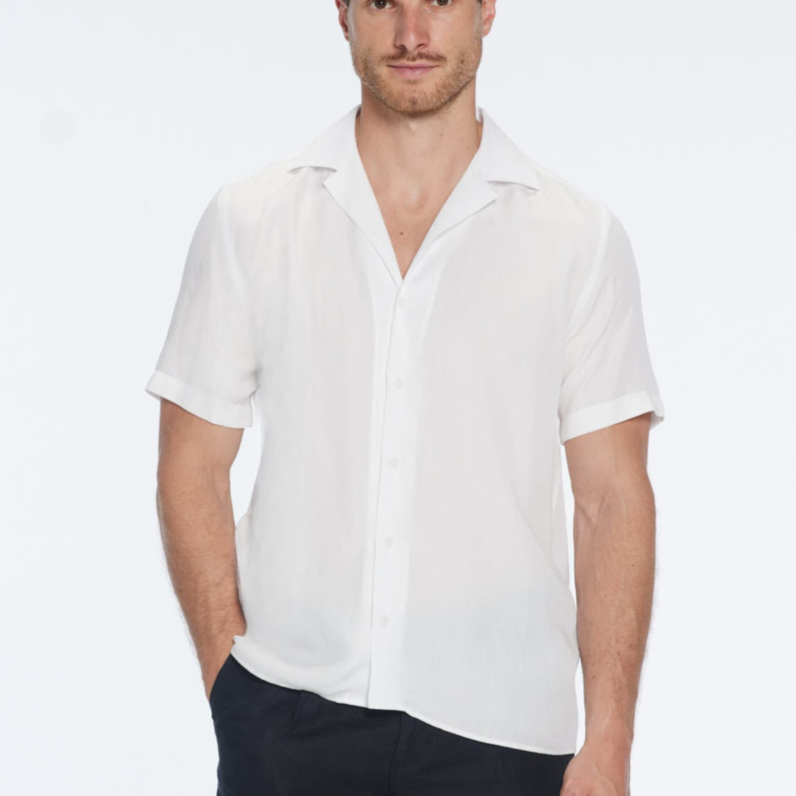 Caspian White Tencel Camp-Collar Shirt | Moeva | Shirt | Each week unveils new pieces—luxury swimwear, fluid resort silhouettes, and elevated summer-to-evening essentials designed to carry you from coastal escapes to city nights.