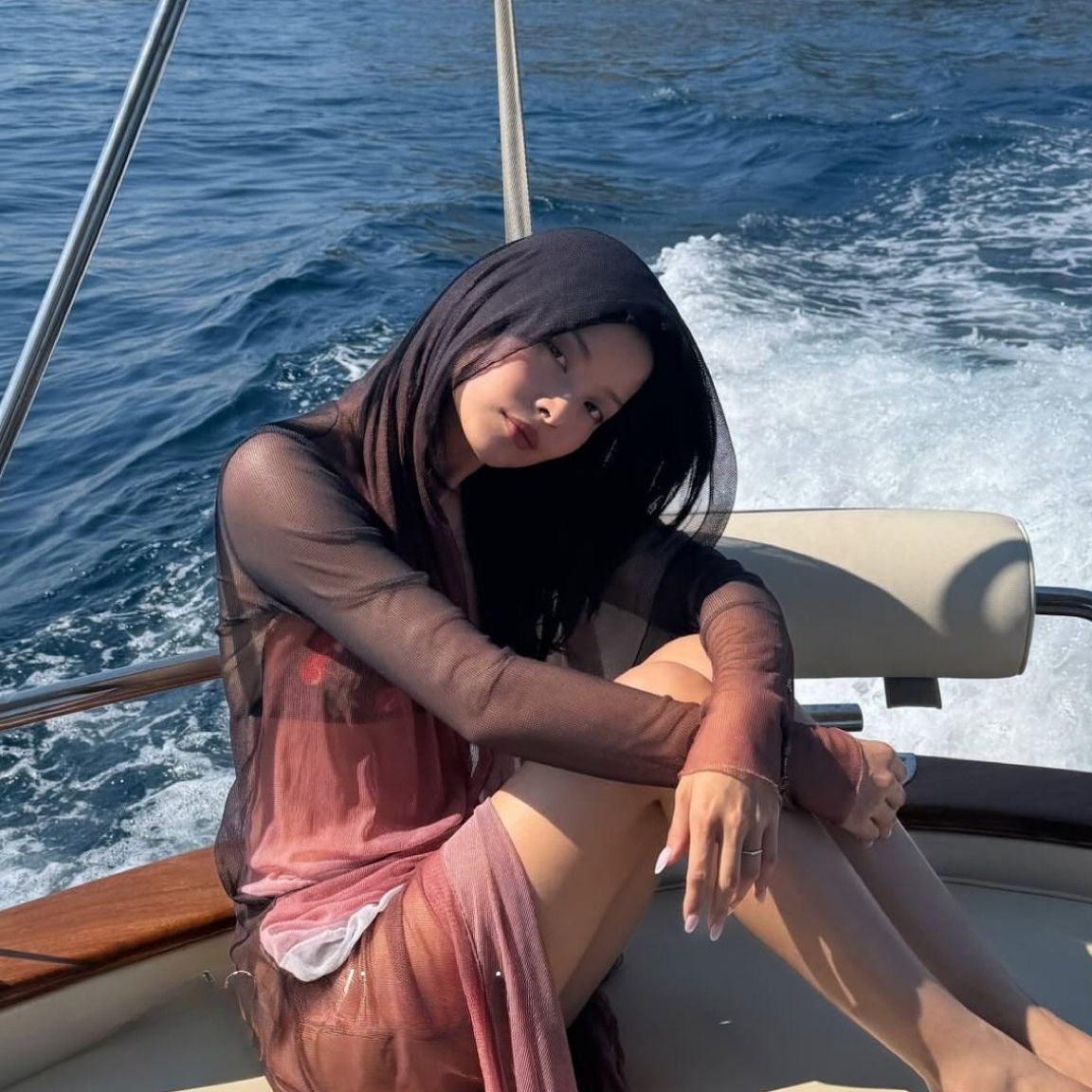 Caroline Hu - Rosie Black Optical Long Sleeve Maxi Dress | Moeva | Dress | Each week unveils new pieces—luxury swimwear, fluid resort silhouettes, and elevated summer-to-evening essentials designed to carry you from coastal escapes to city nights.