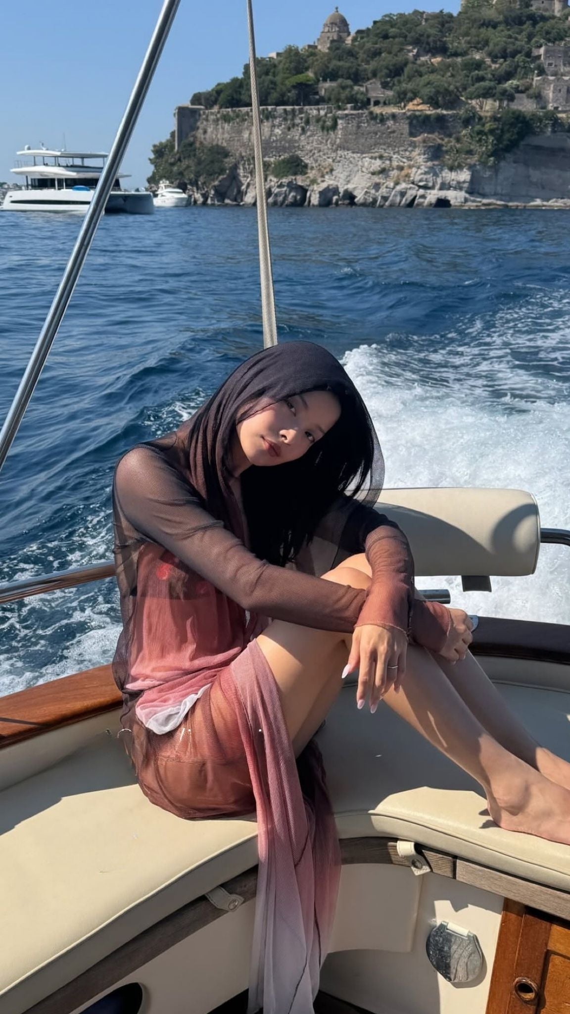 Caroline Hu - Rosie Black Optical Long Sleeve Maxi Dress | Moeva | Dress | Each week unveils new pieces—luxury swimwear, fluid resort silhouettes, and elevated summer-to-evening essentials designed to carry you from coastal escapes to city nights.