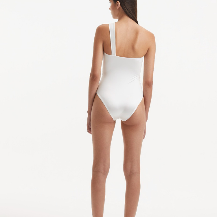 Halin White One Shoulder Satin Swimsuit | Moeva | Swimsuit | Each week unveils new pieces—luxury swimwear, fluid resort silhouettes, and elevated summer-to-evening essentials designed to carry you from coastal escapes to city nights.