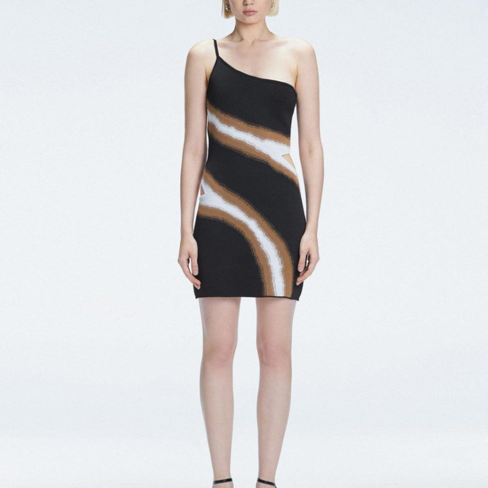 Nazlı Sabancı - Agatha Black Knit One Shoulder Mini Dress | Moeva | Dress | Each week unveils new pieces—luxury swimwear, fluid resort silhouettes, and elevated summer-to-evening essentials designed to carry you from coastal escapes to city nights.