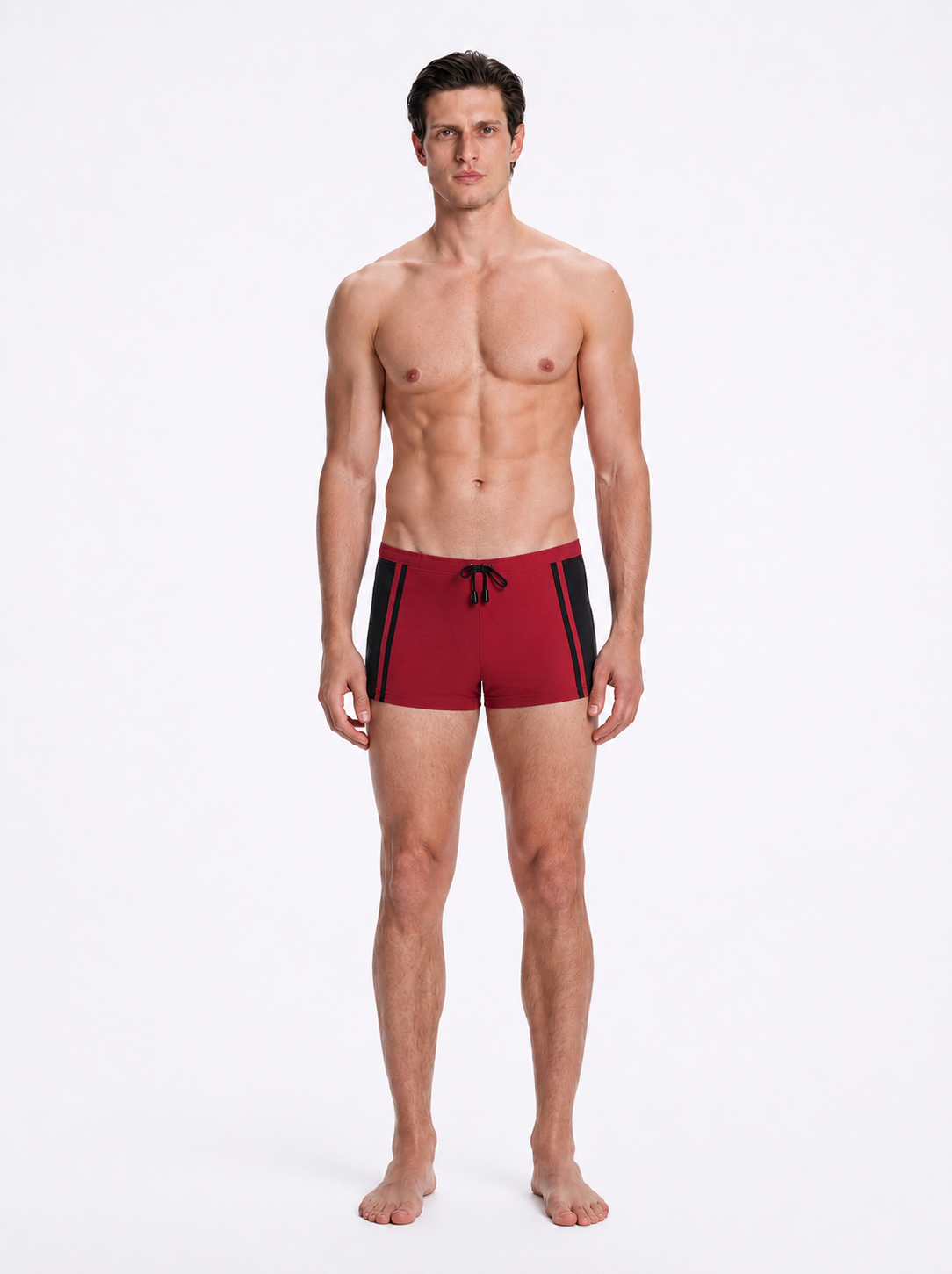 Antonio Bordeaux / Black Swim Trunks with Drawcord | Moeva | Trunks | Each week unveils new pieces—luxury swimwear, fluid resort silhouettes, and elevated summer-to-evening essentials designed to carry you from coastal escapes to city nights.
