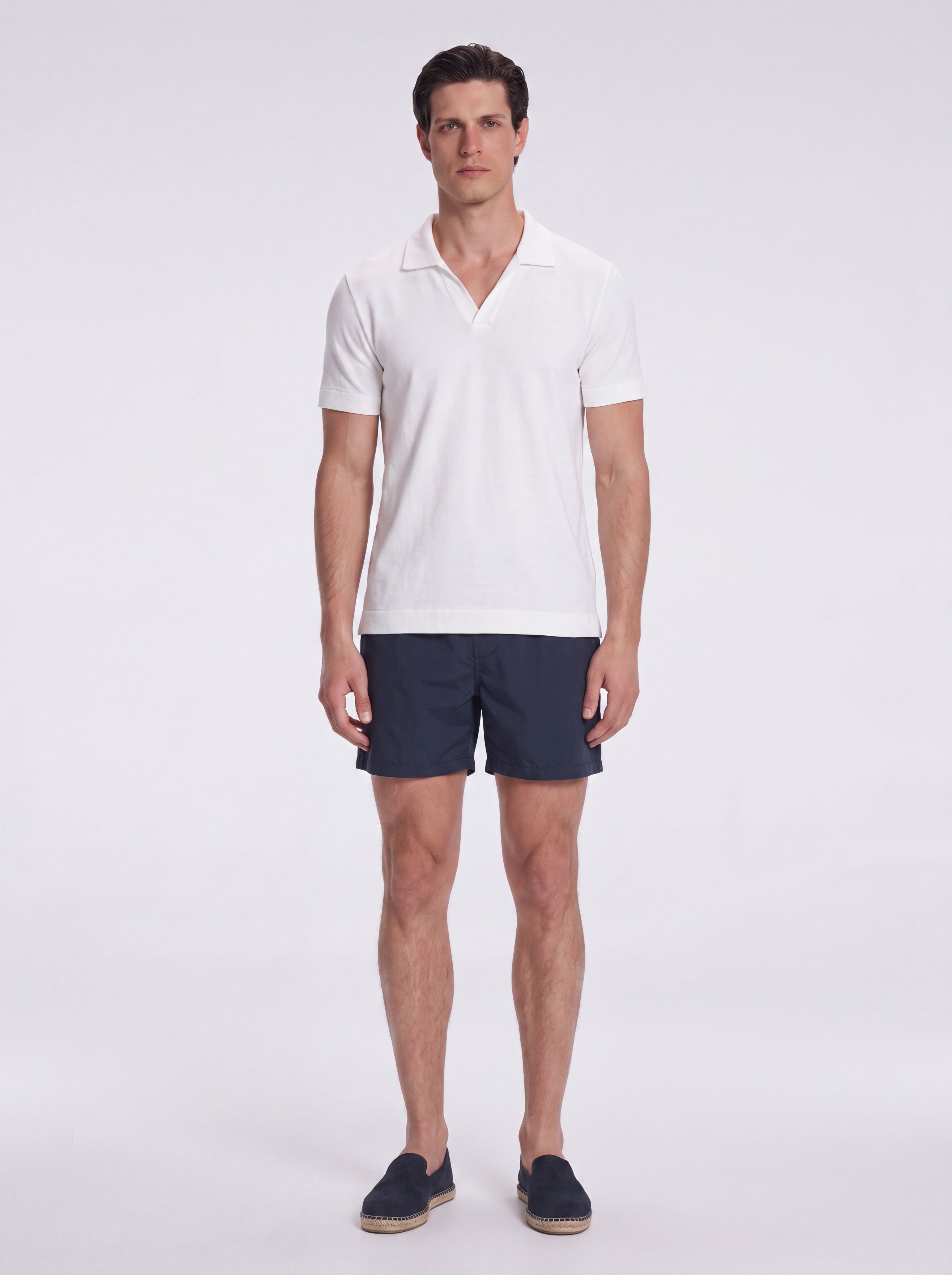 Atticus White V-Neck Polo T-Shirt | Moeva | T-Shirt | Each week unveils new pieces—luxury swimwear, fluid resort silhouettes, and elevated summer-to-evening essentials designed to carry you from coastal escapes to city nights.