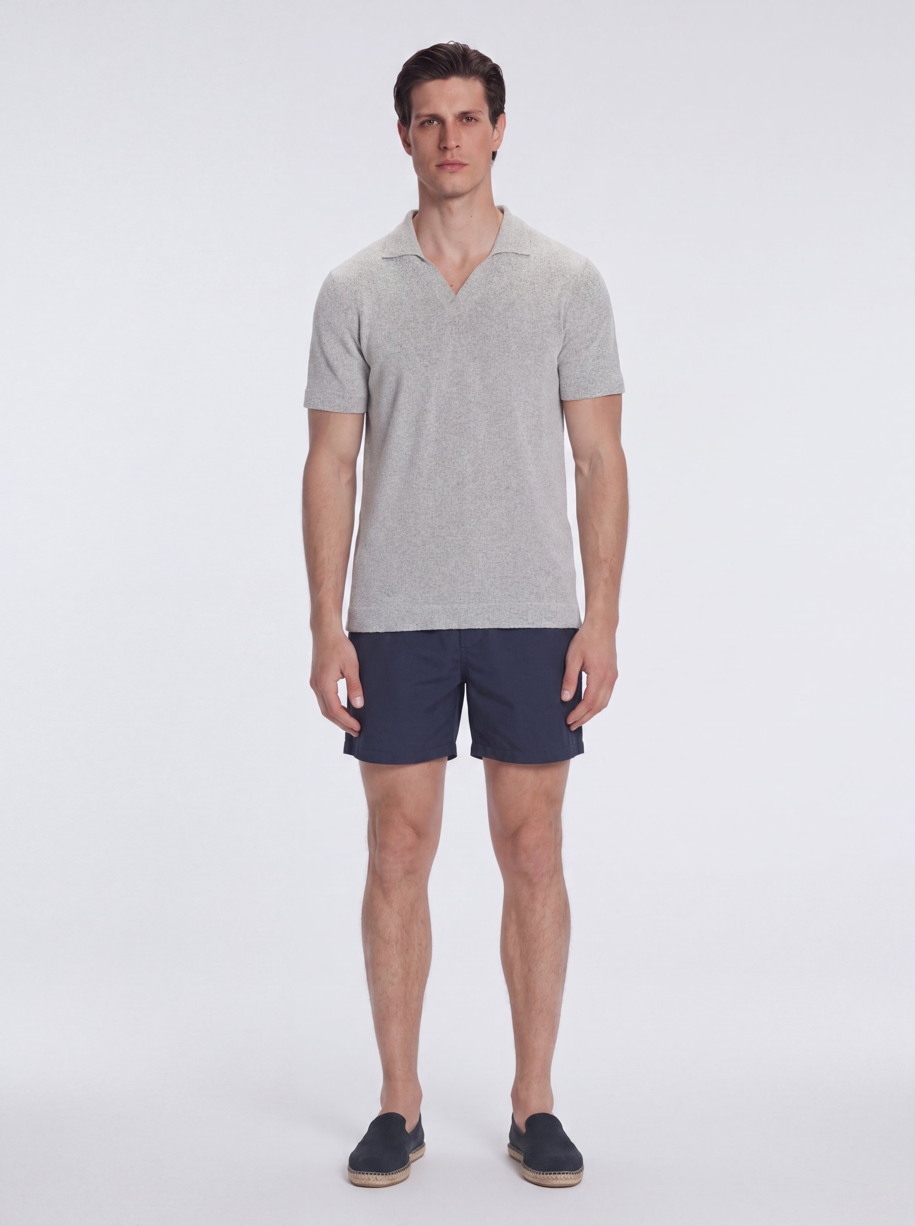 Atticus Grey V-Neck Polo T-Shirt | Moeva | T-Shirt | Each week unveils new pieces—luxury swimwear, fluid resort silhouettes, and elevated summer-to-evening essentials designed to carry you from coastal escapes to city nights.