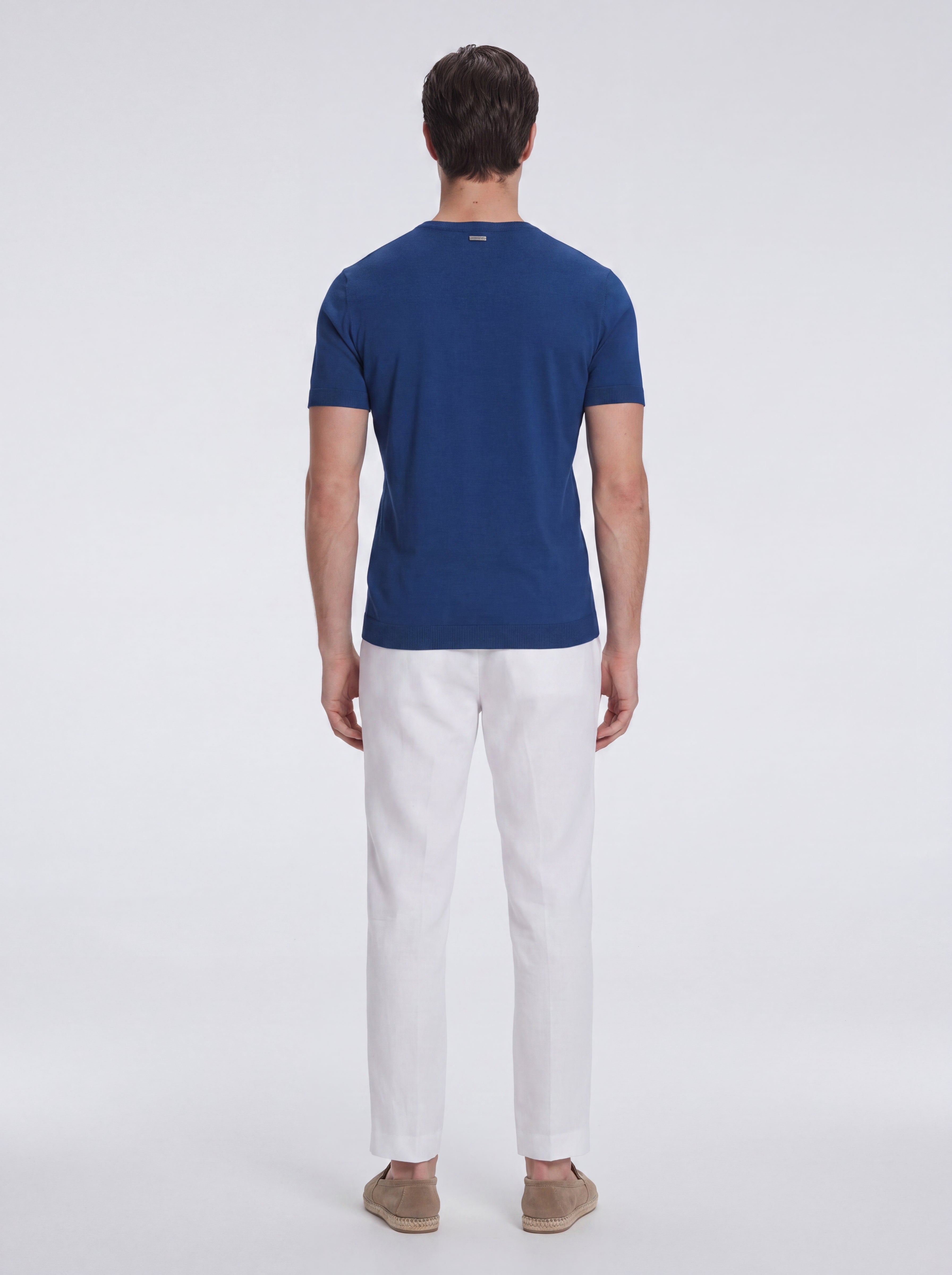 Baron Dark Blue Round-Neck Cotton T-Shirt
