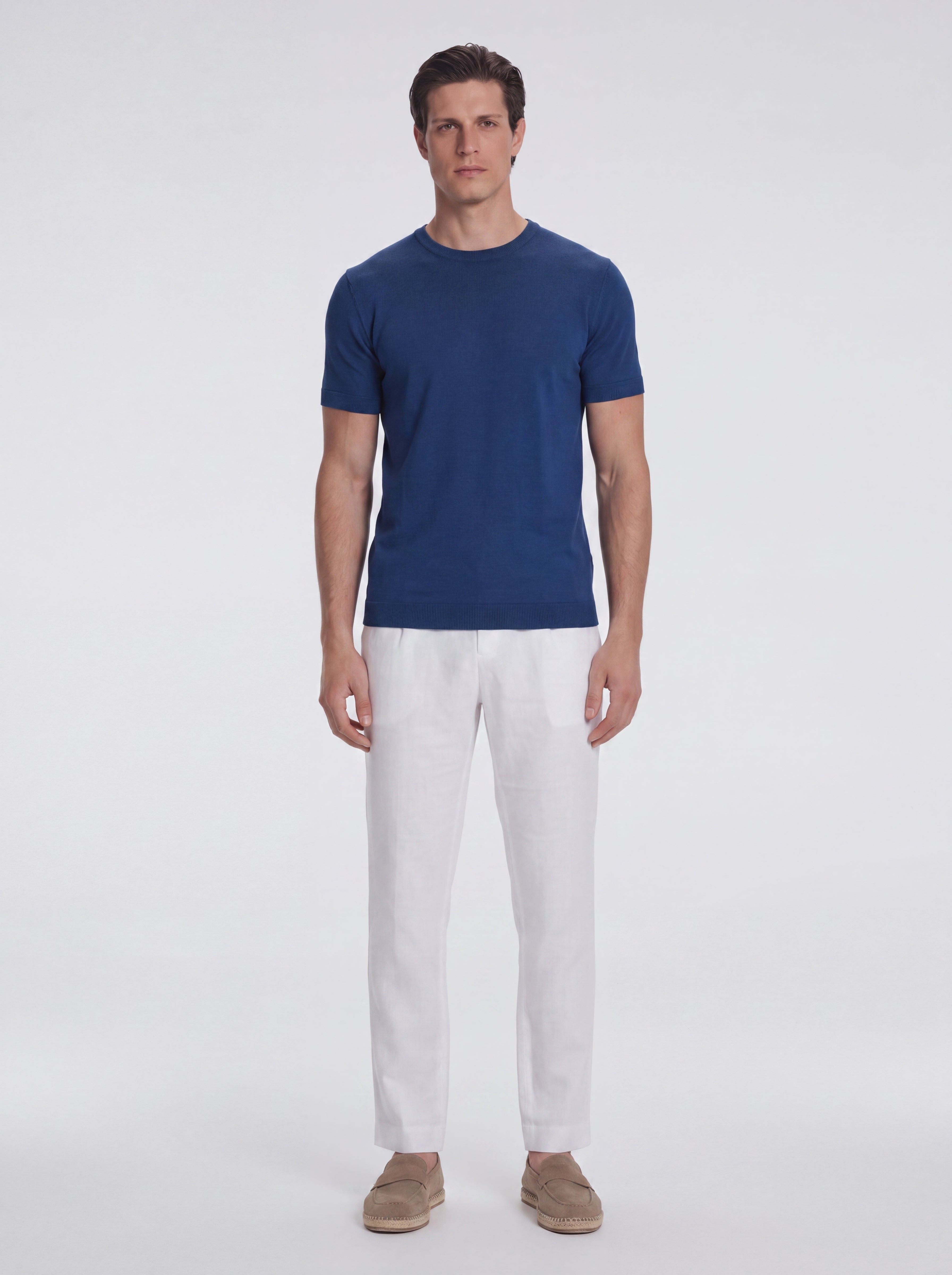 Baron Dark Blue Round-Neck Cotton T-Shirt