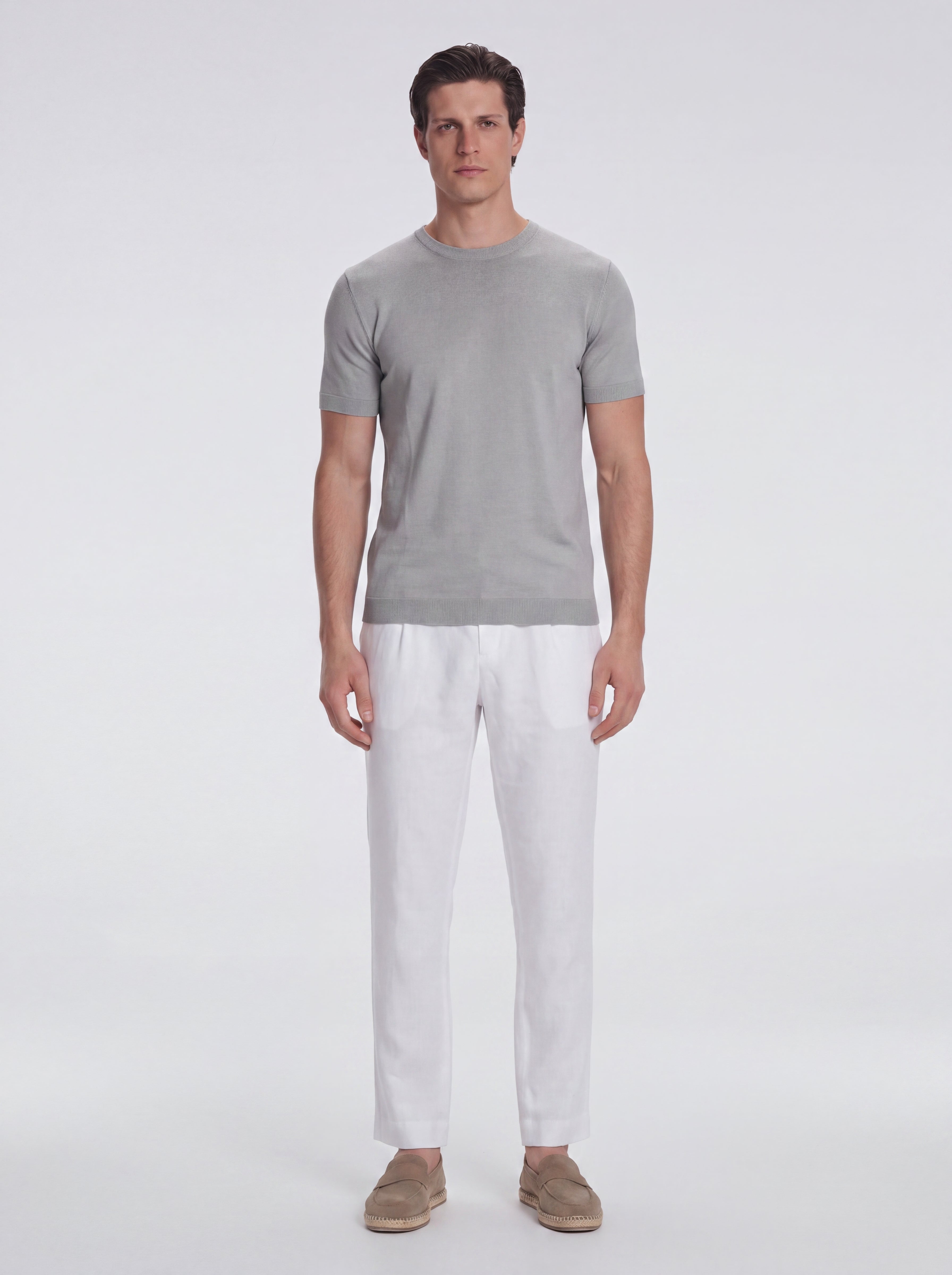Baron Grey Round-Neck Cotton T-Shirt