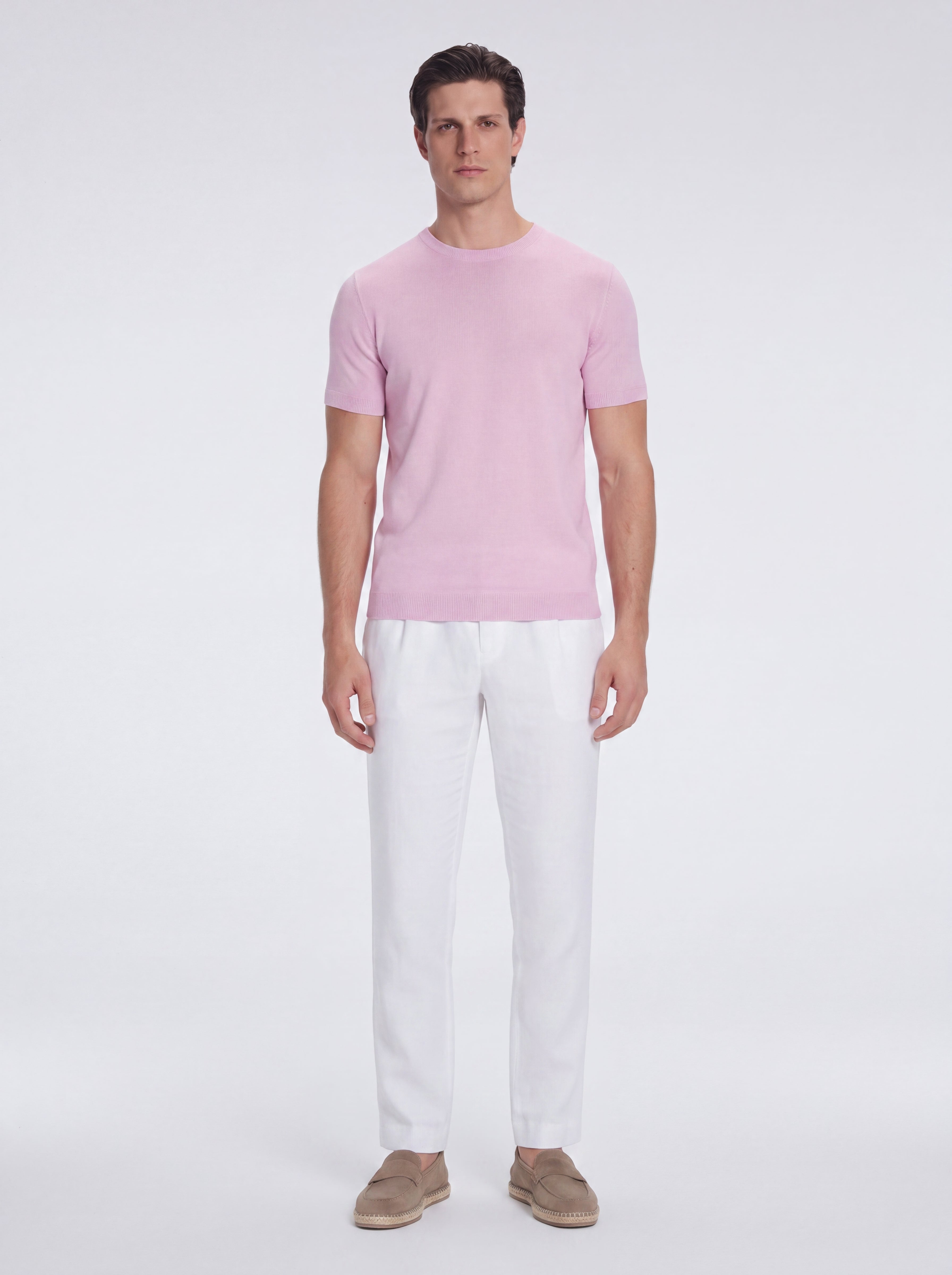 Baron Pink Round-Neck Cotton T-Shirt