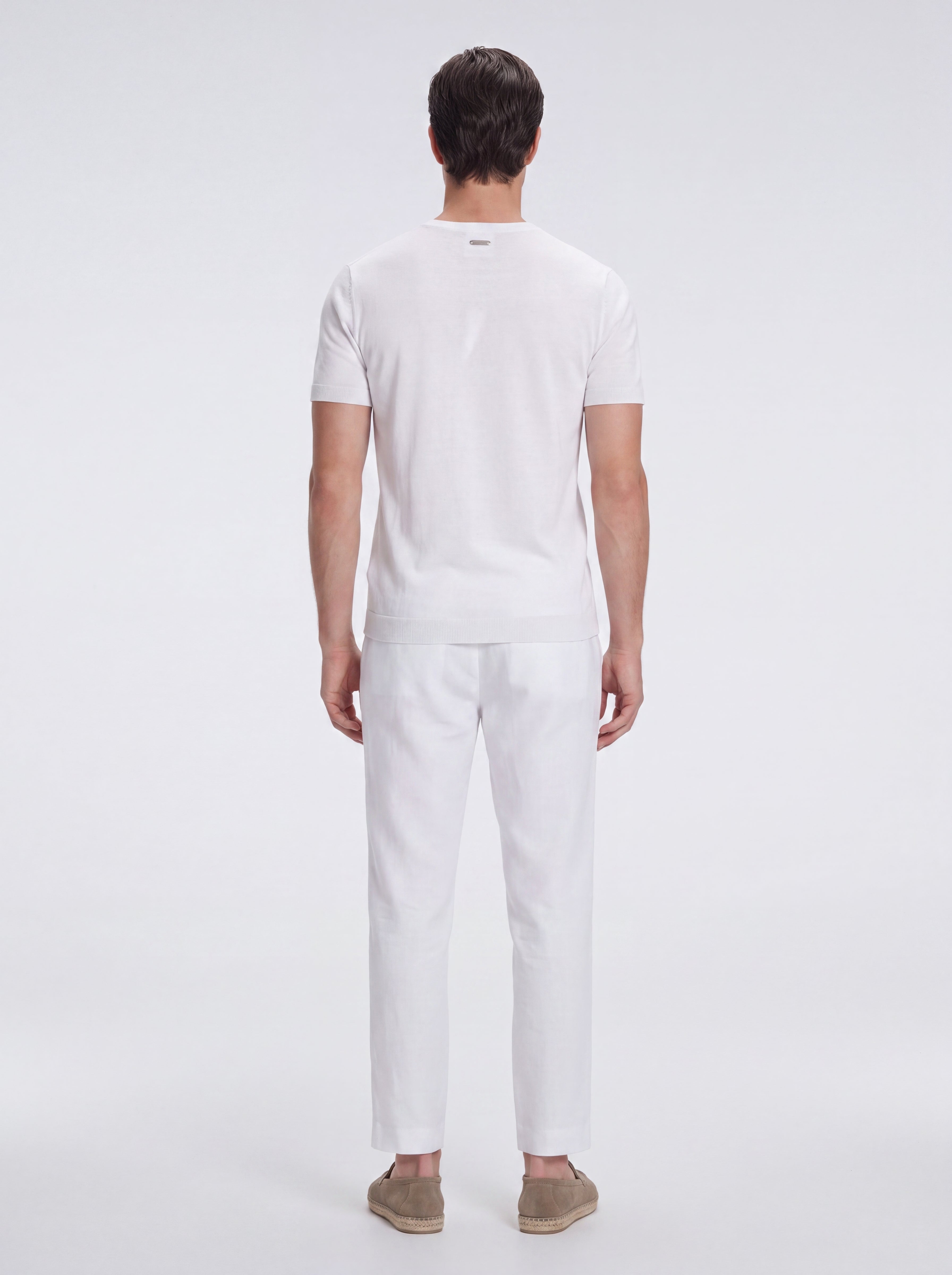 Baron White Round-Neck Cotton T-Shirt