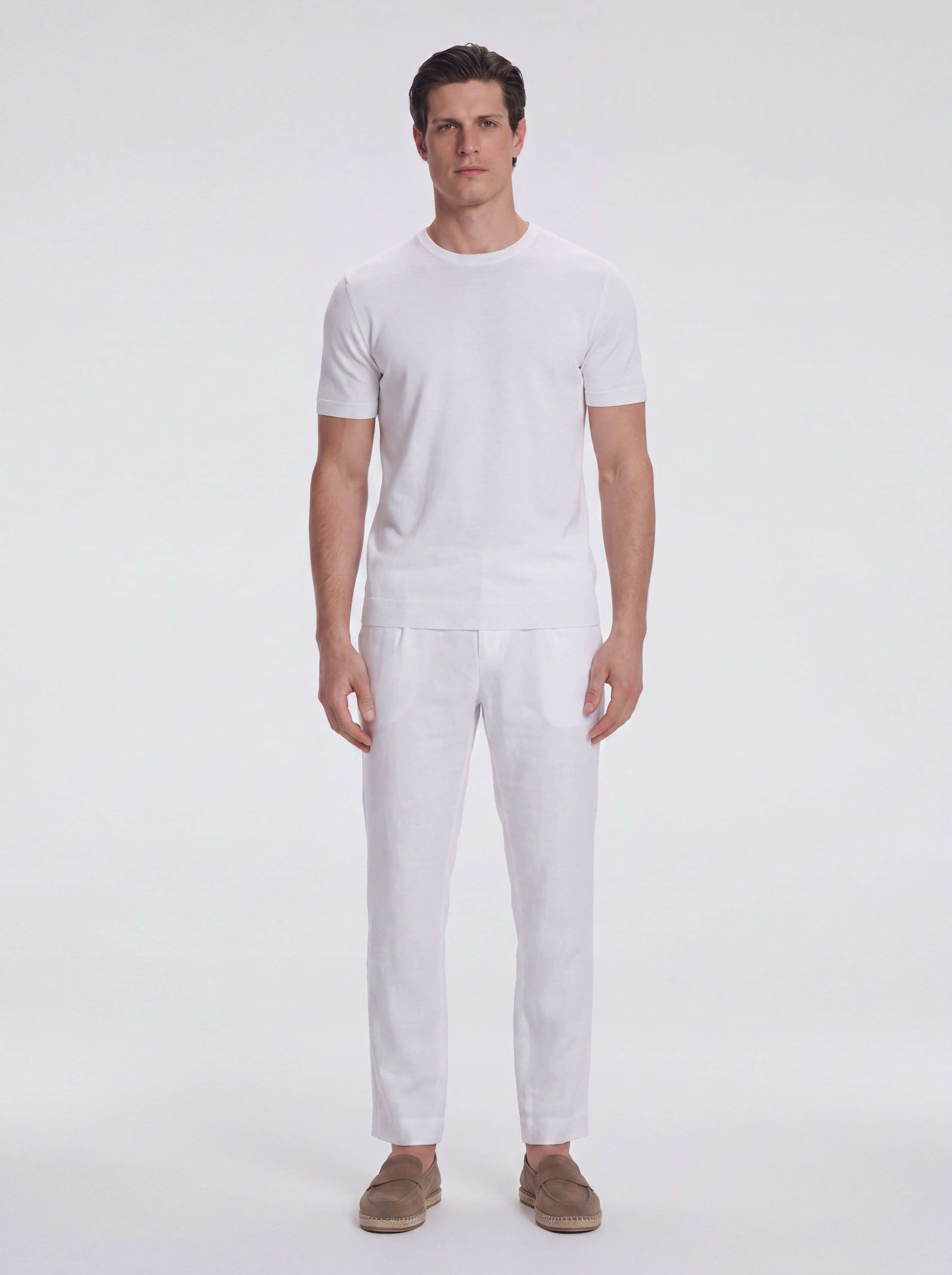 Baron White Round-Neck Cotton T-Shirt