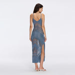 Beaulieu Blue Metallic Knit Maxi Dress with V-Neckline and Side Slit | Moeva | Dress | Each week unveils new pieces—luxury swimwear, fluid resort silhouettes, and elevated summer-to-evening essentials designed to carry you from coastal escapes to city nights.