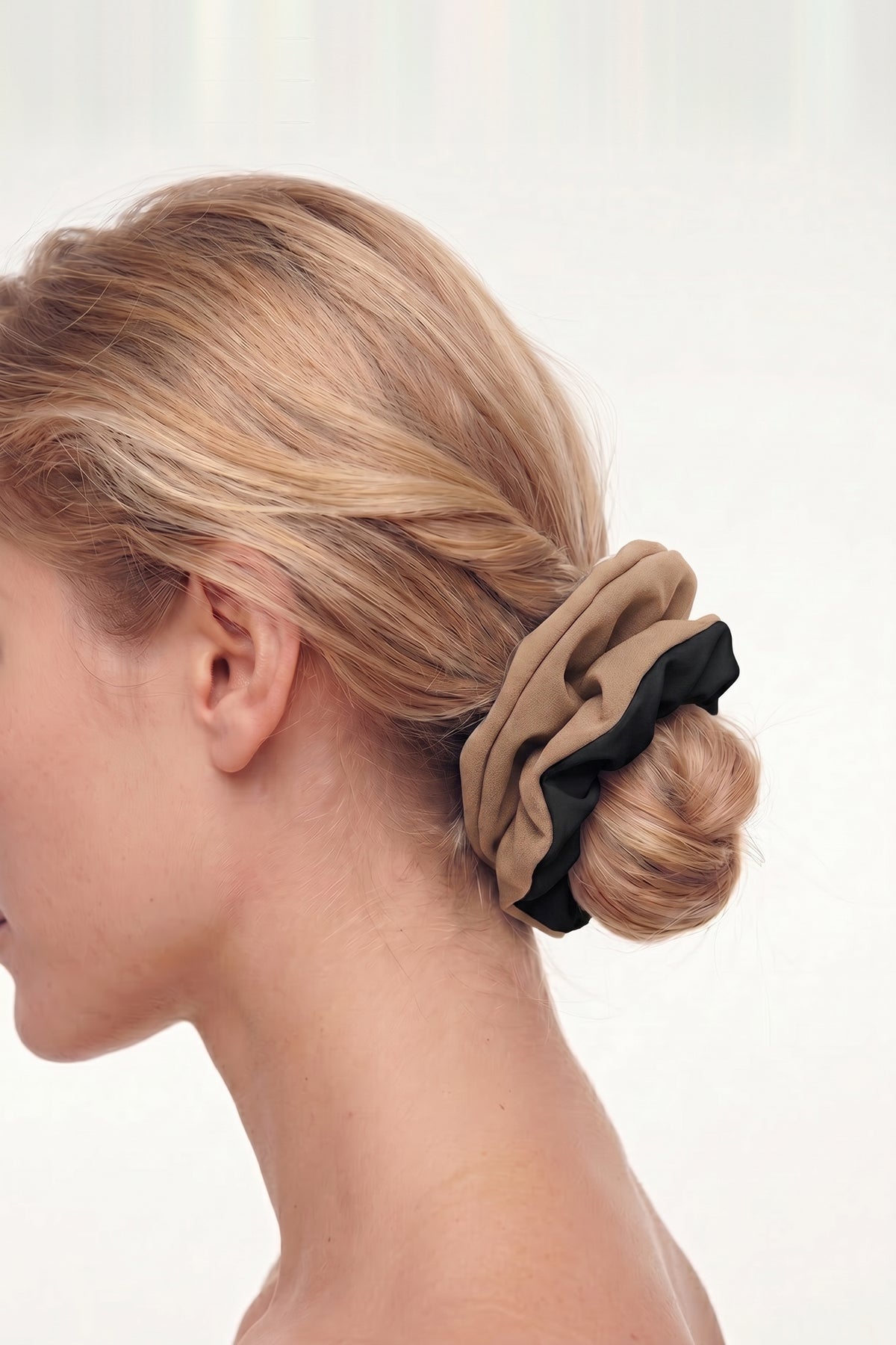 Belle Black-Nude Oversized Scrunchie by Moeva | Accessories from MOEVA's luxury swimwear and resortwear collection, perfect for beach days, resort escapes and summer styling.