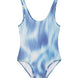 Birdie Blue Optical Kids One Piece laid flat, highlighting the vibrant blue print and fully lined design.
