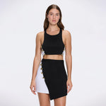 Bodrum Crop Top And Riviera Black-White Asymmetric Mini Skort Set | Moeva | RTW Bustiers | Each week unveils new pieces—luxury swimwear, fluid resort silhouettes, and elevated summer-to-evening essentials designed to carry you from coastal escapes to city nights.