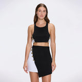 Bodrum Crop Top And Riviera Black-White Asymmetric Mini Skort Set | Moeva | RTW Bustiers | Each week unveils new pieces—luxury swimwear, fluid resort silhouettes, and elevated summer-to-evening essentials designed to carry you from coastal escapes to city nights.