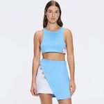 Bodrum Crop Top And Riviera Blue-White Asymmetric Mini Skort Set | Moeva | Set | Each week unveils new pieces—luxury swimwear, fluid resort silhouettes, and elevated summer-to-evening essentials designed to carry you from coastal escapes to city nights.