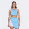 Bodrum Blue-White Duo-Colored Enamel Button Top | Moeva | RTW Bustiers | Each week unveils new pieces—luxury swimwear, fluid resort silhouettes, and elevated summer-to-evening essentials designed to carry you from coastal escapes to city nights.