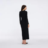 Brezia Black Knitted Maxi Dress with Long Sleeves and Gold Button Details | Moeva | RTW Dresses | Each week unveils new pieces—luxury swimwear, fluid resort silhouettes, and elevated summer-to-evening essentials designed to carry you from coastal escapes to city nights.