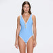 Brie V Neck Button Detail Blue Swimsuit | Moeva | Swimsuit | Each week unveils new pieces—luxury swimwear, fluid resort silhouettes, and elevated summer-to-evening essentials designed to carry you from coastal escapes to city nights.