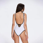 Brie V Neck Button Detail White Swimsuit | Moeva | Swimsuit | Each week unveils new pieces—luxury swimwear, fluid resort silhouettes, and elevated summer-to-evening essentials designed to carry you from coastal escapes to city nights.