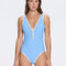 Brie V Neck Button Detail Blue Swimsuit | Moeva | Swimsuit | Each week unveils new pieces—luxury swimwear, fluid resort silhouettes, and elevated summer-to-evening essentials designed to carry you from coastal escapes to city nights.