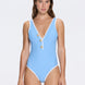Brie V Neck Button Detail Blue Swimsuit | Moeva | Swimsuit | Each week unveils new pieces—luxury swimwear, fluid resort silhouettes, and elevated summer-to-evening essentials designed to carry you from coastal escapes to city nights.