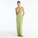 Calla Green Knitted U-Wire Maxi Dress with Cut-Outs | Moeva | Dress | Each week unveils new pieces—luxury swimwear, fluid resort silhouettes, and elevated summer-to-evening essentials designed to carry you from coastal escapes to city nights.