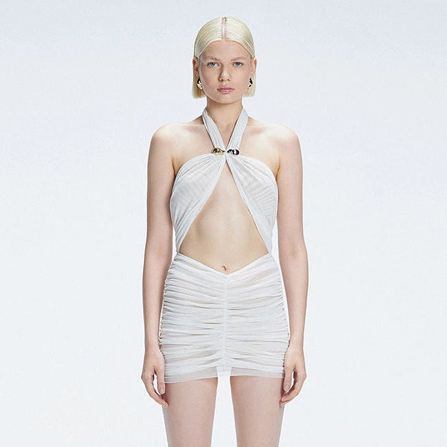 Carolina White Cut-Out Halter Swimdress | Moeva | Swimsuit | Each week unveils new pieces—luxury swimwear, fluid resort silhouettes, and elevated summer-to-evening essentials designed to carry you from coastal escapes to city nights.