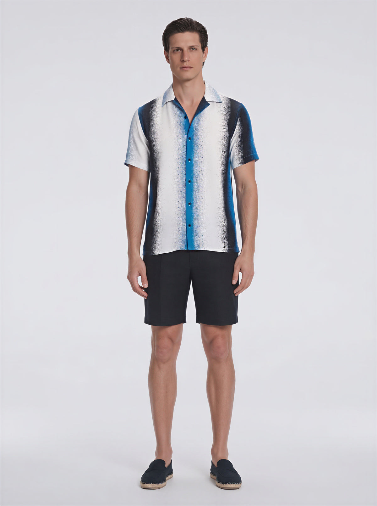Caspian Blue Degraded Tencel Camp-Collar Shirt | Moeva | Shirt | Each week unveils new pieces—luxury swimwear, fluid resort silhouettes, and elevated summer-to-evening essentials designed to carry you from coastal escapes to city nights.