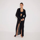 Chad Long Sleeve Belted Knitted Mesh Black Kaftan | Moeva | Kaftans | Each week unveils new pieces—luxury swimwear, fluid resort silhouettes, and elevated summer-to-evening essentials designed to carry you from coastal escapes to city nights.
