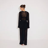 Chad Long Sleeve Belted Knitted Mesh Black Kaftan | Moeva | Kaftans | Each week unveils new pieces—luxury swimwear, fluid resort silhouettes, and elevated summer-to-evening essentials designed to carry you from coastal escapes to city nights.