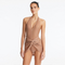 Clementine Bronze Halterneck Swimsuit with Tie-Front Skirt Detail | Moeva | Swimsuit | Each week unveils new pieces—luxury swimwear, fluid resort silhouettes, and elevated summer-to-evening essentials designed to carry you from coastal escapes to city nights.