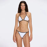 Cobie White-Black Triangle Mid Coverage Textured Bikini Set | Moeva | Bikini Sets | Each week unveils new pieces—luxury swimwear, fluid resort silhouettes, and elevated summer-to-evening essentials designed to carry you from coastal escapes to city nights.