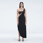 Coraline Black One Shoulder Asymetrical Maxi Dress | Moeva | Beachwear Dresses | Each week unveils new pieces—luxury swimwear, fluid resort silhouettes, and elevated summer-to-evening essentials designed to carry you from coastal escapes to city nights.