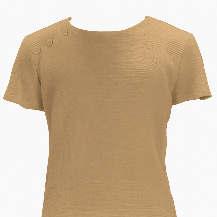 George Nude Cotton T-Shirt with Button Detail | Moeva | T-Shirt | Each week unveils new pieces—luxury swimwear, fluid resort silhouettes, and elevated summer-to-evening essentials designed to carry you from coastal escapes to city nights.