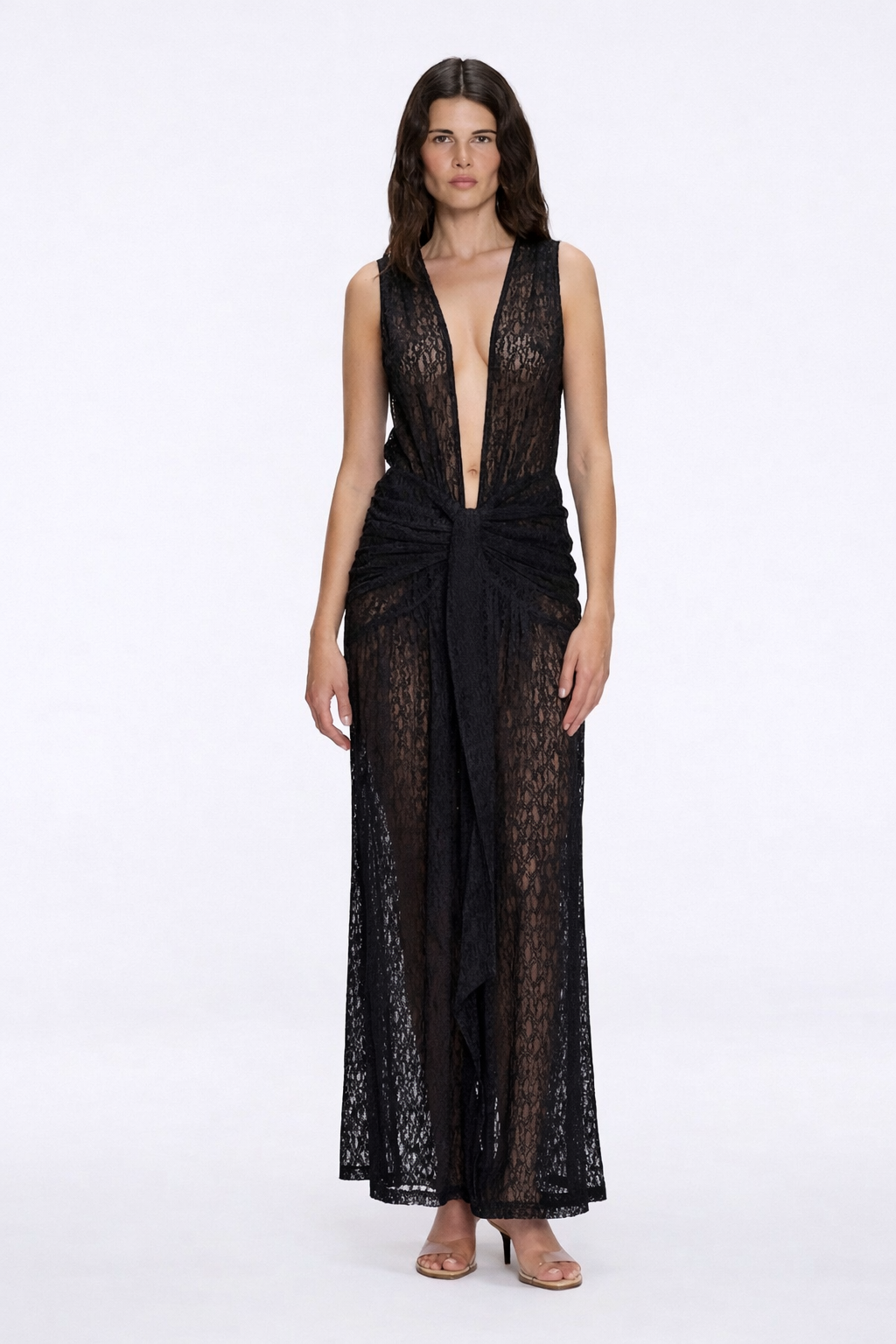 Aveline Black Sleeveless Lace Maxi Kaftan Dress | Moeva | Kaftan | Each week unveils new pieces—luxury swimwear, fluid resort silhouettes, and elevated summer-to-evening essentials designed to carry you from coastal escapes to city nights.