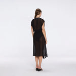 Dela Sleeveless Wavy-Trim Belted Sheer Black Kaftan | Moeva | Kaftans | Each week unveils new pieces—luxury swimwear, fluid resort silhouettes, and elevated summer-to-evening essentials designed to carry you from coastal escapes to city nights.
