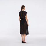 Dela Sleeveless Wavy-Trim Belted Sheer Black Kaftan | Moeva | Kaftans | Each week unveils new pieces—luxury swimwear, fluid resort silhouettes, and elevated summer-to-evening essentials designed to carry you from coastal escapes to city nights.