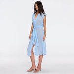 Dela Sleeveless Wavy-Trim Belted Sheer Blue Kaftan | Moeva | Kaftans | Each week unveils new pieces—luxury swimwear, fluid resort silhouettes, and elevated summer-to-evening essentials designed to carry you from coastal escapes to city nights.