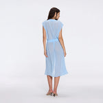 Dela Sleeveless Wavy-Trim Belted Sheer Blue Kaftan | Moeva | Kaftans | Each week unveils new pieces—luxury swimwear, fluid resort silhouettes, and elevated summer-to-evening essentials designed to carry you from coastal escapes to city nights.