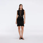 Diani Black Fringe Detail Sheer Panel Open Back Mini Dress | Moeva | RTW Dresses | Each week unveils new pieces—luxury swimwear, fluid resort silhouettes, and elevated summer-to-evening essentials designed to carry you from coastal escapes to city nights.