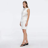 Diani White Fringe Detail Sheer Panel Open Back Mini Dress | Moeva | RTW Dresses | Each week unveils new pieces—luxury swimwear, fluid resort silhouettes, and elevated summer-to-evening essentials designed to carry you from coastal escapes to city nights.