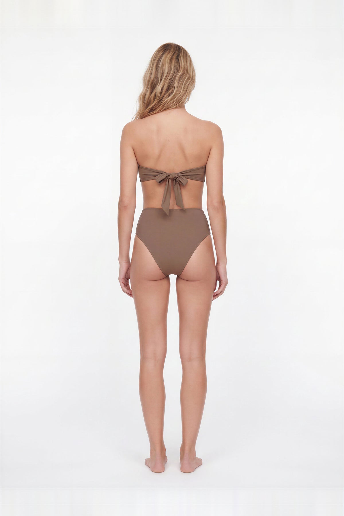 Elarae Nude-Black Bandeau High Waisted Bikini Set by Moeva | Bikini Set from MOEVA's luxury swimwear and resortwear collection, perfect for beach days, resort escapes and summer styling.