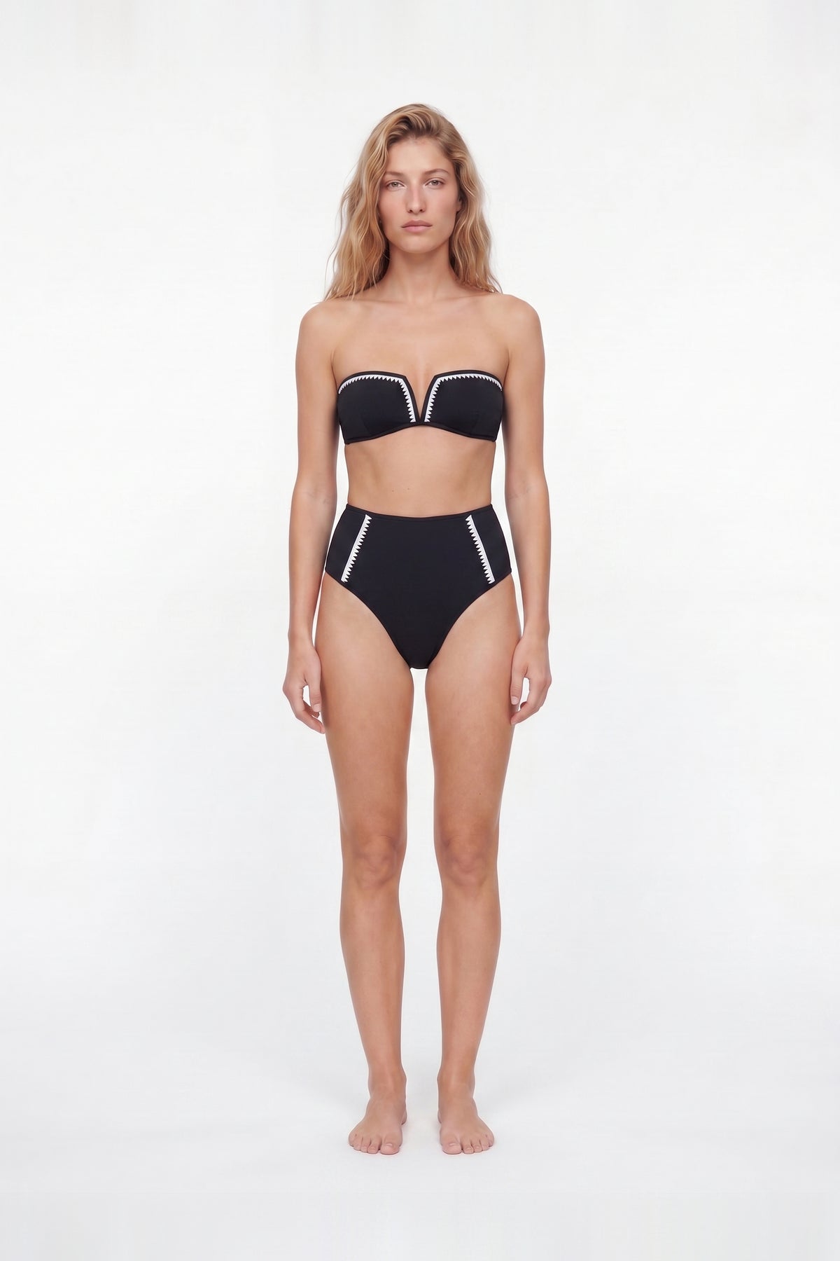 Elarae Black-White Bandeau Bikini Top